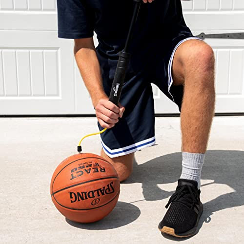 Spalding Sports Ball Pump Kit | Ideal for Basketball, Volleyball, Football, Soccer Ball & Rugby Ball | Complete Hand Pump Kit with Needles - color: Dual Action - 12" - Black