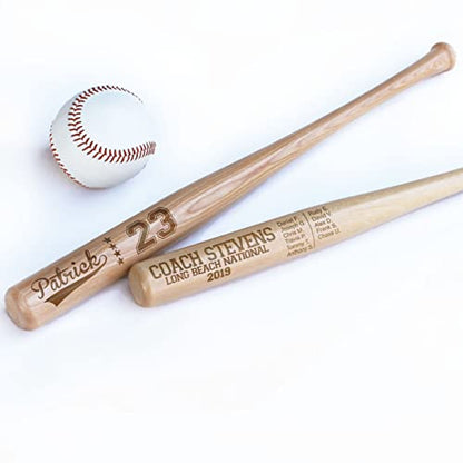 Personalized Mini Bat 18" - Custom Mini Baseball Bat for Fathers Day, Tee Ball, Little League, Softball Team Coach Gift