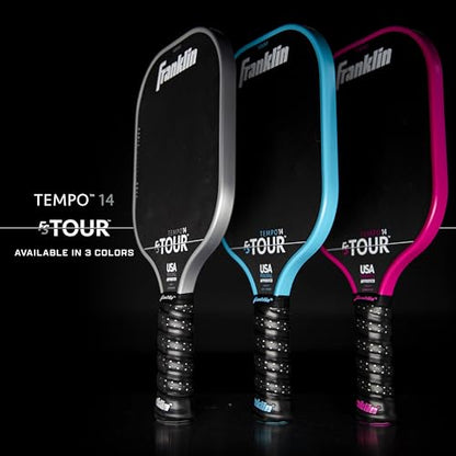 Franklin Sports Pro Pickleball Paddle Set - FS Tour Series Carbon Fiber Paddle, Cover + Eraser - 14mm + 16mm - color: Pink, size: Tempo - 14mm