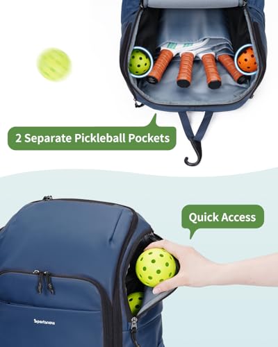 sportsnew Pickleball Bag Large Sports Pickleball Backpack with Shoe Compartment for Men Women, Patent Pending