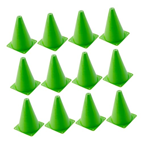 VANZACK 12pcs Soccer Training Cones Plastic Football Roadblock Markers for Agility Drills Sports Training and Outdoor Games Green