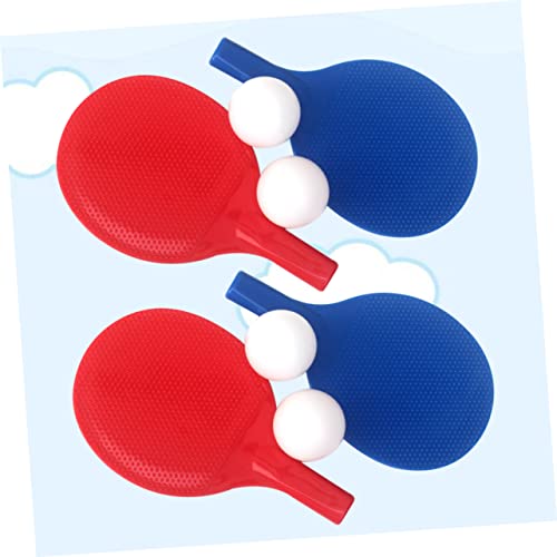 BESPORTBLE 2 Sets Table Tennis Racket Set with Balls Lightweight Plastic Outdoor Pong Paddles for Beginners Parent Play Safe Smooth Edges Red Blue