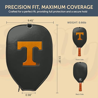 Officially Licensed Collegiate Pickleball Paddle Cover - Lightweight PU Leather Material - Durable Foam Interior Protection with Zippered Closure - Fits Most Paddles on the Market - color: Tennessee Volunteers