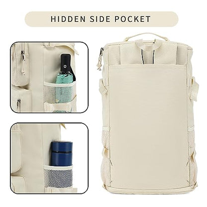 Solid color gym duffel bag backpack, wrestling bag,with shoe compartment, 4 kinds of back method waterproof travel sports walking laptop Lightweight（B-Sea Salt White） - color: B-Sea salt white
