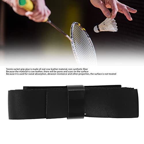Agatige Leather Tennis Racket Grip Tape, Comfort Self Adhesive Tennis Grip Replacement Sweat Absorbing Racquet Overgrip Tape for Outdoor Playground Gym