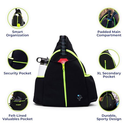 Swinton Pickleball Bag for Women and Men – Stylish Pickleball Backpack | Lightweight, Water-Resistant Pickleball Paddle Bag | Unisex Pickleball Bags with Space for Paddles, Balls & Accessories - color: Black