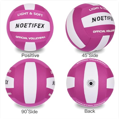 Soft Volleyball-Super Soft Fabric Light Volleyball for Indoor Practice Safe and Quiet Kids Youth Beginners House Yard Training Practice Games(Deflated) - color: Purple,white