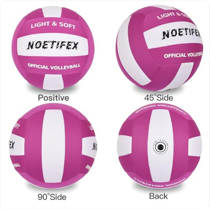 Soft Volleyball-Super Soft Fabric Light Volleyball for Indoor Practice Safe and Quiet Kids Youth Beginners House Yard Training Practice Games(Deflated) - color: Purple,white
