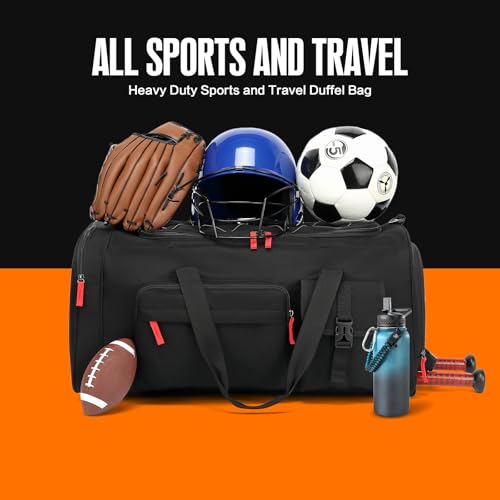 Large Baseball Duffle Bag Softball Backpack for Adult & Youth, 65L Spors Gym Duffel Equipment Bag with Shoe Compartment and Bat Holder, Catchers Gear Bag Fits Batting Mitten, Tball Gear, Helmet - color: Black