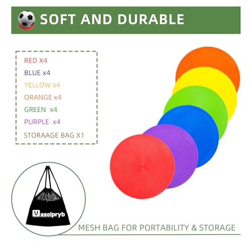 Spot Markers 4 Inch 9 Inch Non Slip Rubber Floor Markers Flat Field Cones Poly Dots for Classroom Dance Sports Soccer Basketball Speed Agility Training - style: 4inch 24pcs