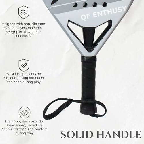 Padel Racket, Carbon Fiber Surface Padel Racquet, Lightweight, Ideal for Training/Matches - color: Gray