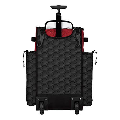 Boombah Rolling Superpack 2.0 3DHC Baseball/Softball Gear Bag - 23-1/2" x 13-1/2" x 9-1/2" - Multiple Colors - Telescopic Handle and Holds 4 Bats - Wheeled Version - color: Black/Red