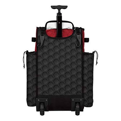 Boombah Rolling Superpack 2.0 3DHC Baseball/Softball Gear Bag - 23-1/2" x 13-1/2" x 9-1/2" - Multiple Colors - Telescopic Handle and Holds 4 Bats - Wheeled Version - color: Black/Red