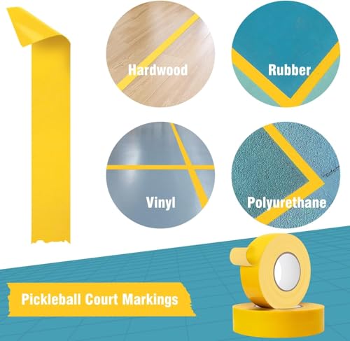 Pickleball Tape for Outdoor Court, Temporary Pickleball Court Lines, Court Marking Kit for Pickleball, Basketball, Badminton