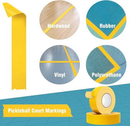 Pickleball Tape for Outdoor Court, Temporary Pickleball Court Lines, Court Marking Kit for Pickleball, Basketball, Badminton