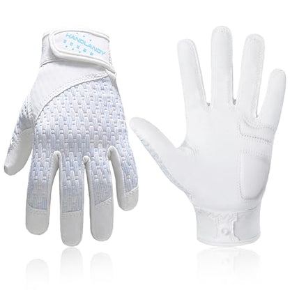 HANDLANDY Baseball Batting Gloves for Adult Youth, Grip Breathable Softball Batting Gloves Fit Men Kids Boys Girls - color: Pearl White-Kids, size: Kids X-Small