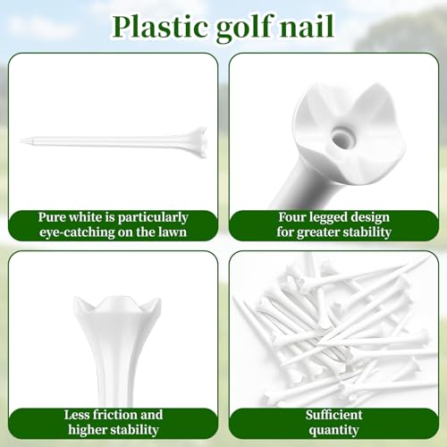 Notoke 24-Pack Plastic Golf Tees - 3-1/4 Inch Golf Tees - 4-Pronge Designed to Less Friction, Side Spin and Longer Drives - Durability & Stability, Reuseable