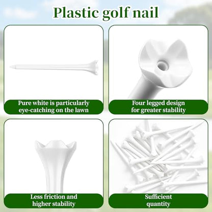 Notoke 24-Pack Plastic Golf Tees - 3-1/4 Inch Golf Tees - 4-Pronge Designed to Less Friction, Side Spin and Longer Drives - Durability & Stability, Reuseable