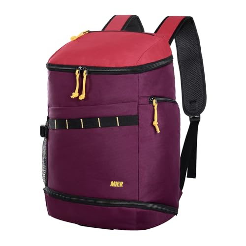 MIER Gym Backpack for Men and Women, 35L Basketball Backpack with Shoe Compartment & Wet Pocket, Waterproof Sports Bag for Travel and Workout - color: Purple/Red