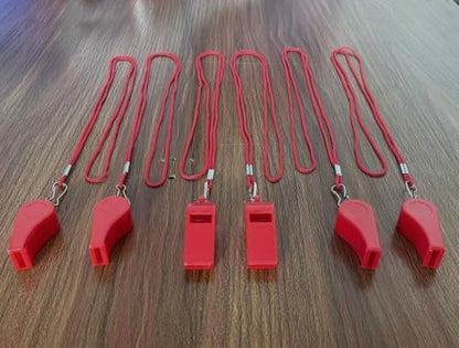 20 Pcs Plastic Loud Whistles with Lanyard for Referee Coaches Basketball Football Sports Training Game Event Lifeguard Survival Emergency Fun School Kids Tool Set Suppliers - color: Red
