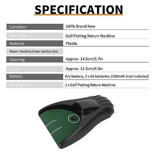 KEENSO Putting Return Machine, Putting Green, Ball Kick Back Putting Mats,Battery‑powered return ball,Practice At Home,Office,Parties