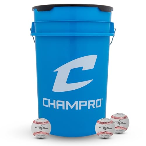 Champro 6-Gallon Bucket of 30 Official League Baseballs - Full Grain Leather Cover with Cosmetic Blem