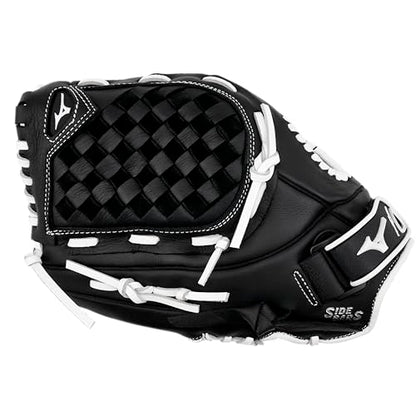 Mizuno Prospect Select Fastpitch Softball Glove Series | Full Grain Leather | Female Specific Patterns | Buttersoft Palm Liner - color: Tartan Flex Web - Black/White