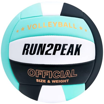 RUN2PEAK Soft Volleyball Ball Official Size 5 Volleyballs for Indoor Outdoor Beach Pool Game Play for Teen Beginner Recreational Team Professional PU Leather Training Practice Volley Balls