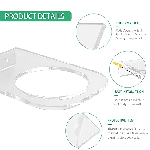 Basketball Holder Wall Mount, Acrylic Football Display Rack, Clear Ball Storage Hanger Wall Mount, for Football, Basketball, Volleyball, Rugby and Soccer - color: 4 Pack Transparent