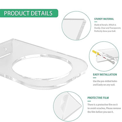 Basketball Holder Wall Mount, Acrylic Football Display Rack, Clear Ball Storage Hanger Wall Mount, for Football, Basketball, Volleyball, Rugby and Soccer - color: 4 Pack Transparent