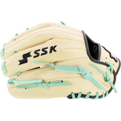 SSK Z5 Craftsman Infield Baseball Glove – 11.25” - 11.5” - 11.75” - 12” – Right & Left Hand Throw - color: Camel/Black/Mint, size: 11.5" - Right Hand Throw