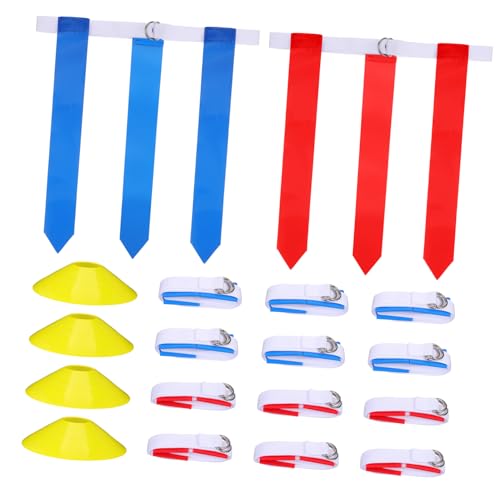 SUPVOX 16Pcs Flag Football Training Set with Adjustable Belts and Cones for Adults Includes Drawstring Bag for for Beginners and Practice