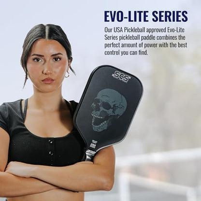 SCS Carbon Fiber Pickleball Paddle – USAPA Approved 2024 – Lightweight, Enhanced Spin, Sure-Grip Handle – Evo-Lite Series for Intermediate Players - color: Nightmare