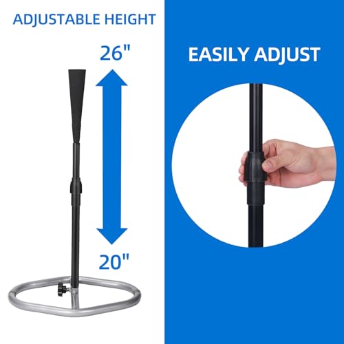 Portable Baseball Tee, Batting Tee for Baseball/Softball/Tee Ball, Adjustable Height, Weighted Base for Stability, Hitting Tee for Kids/Youth, Training Equipment for Baseball Practice - size: 20"-26" Height
