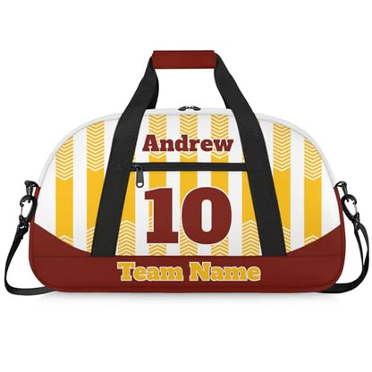 Basketball Soccer Gifts for Boys Girls - Custom Sports Duffle Bag, Personalized Name & Team Bag, Water-Resistant Gym Bag for Basketball, Soccer, Volleyball | Y-Yellow Dark Red - color: Y-Yellow Dark Red