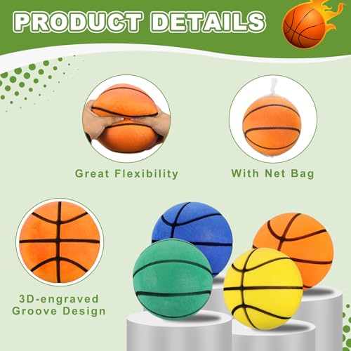 Silent Basketball, Quiet Basketball High Density Foam No Noise Sculpted Groove Bouncing Ball with Net Bag - color: Orange, size: 8.3 Inch