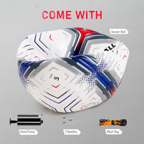 Richball Soccer Ball Size 5 with Pump, Soccer Ball Durable TPU, Official Size & Weight, Indoor Outdoor Practice Training, Original Design Great Soccer Gift