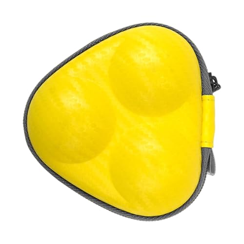 Table Tennis Storage Case PU Leather 3-Ball Holder Sport Training Gear for Athletes PU Leather Pingpong Storage Box Equipment Organizers Accessor - color: Yellow