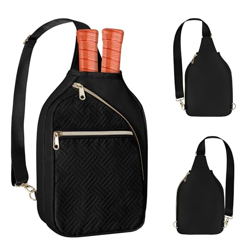 Women's Pickleball Bag - Sling Paddle Bag with Patent Design - color: Black