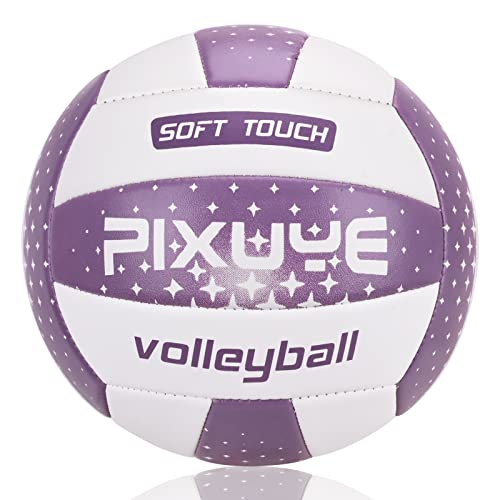 Volleyballs Official Size 5,Soft Outdoor Volleyball for Kids Youth Adults Indoor Park Beach Games Play(Gift for Beginners) - color: Star purple white