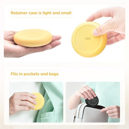 2 Pack Retainer Case Ultra-slim Aligner Case with Vent Holes Removable Inner Tray Silicone for Easy Cleaning (2Pack Yellow Green) - color: 2Pack Yellow Green