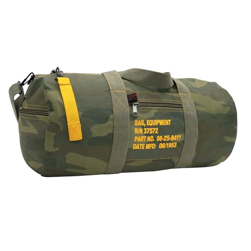Rothco Canvas Equipment Duffle Bag – Travel & Gym Bag with Heavyweight Cotton Canvas Material – Great for Storing Gear, Clothing, and More - color: Woodland Camo, size: 24 Inches