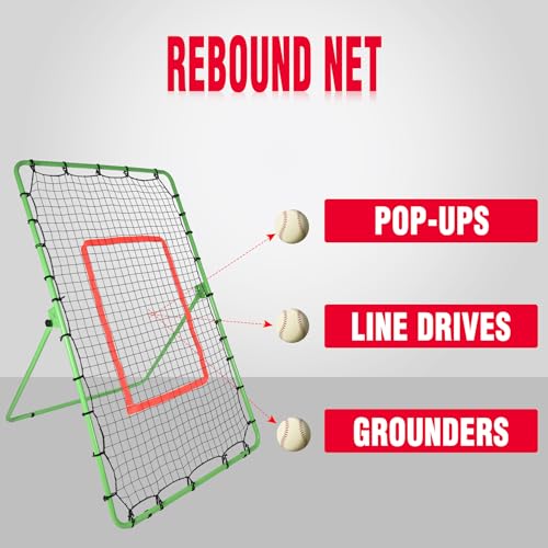 Baseball Rebounder Net,6x4FT Adjustable Pitch Back Baseball Rebounder for Softball Lacrosse, Pitching Throwing Catching Trainer Gifts