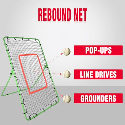 Baseball Rebounder Net,6x4FT Adjustable Pitch Back Baseball Rebounder for Softball Lacrosse, Pitching Throwing Catching Trainer Gifts