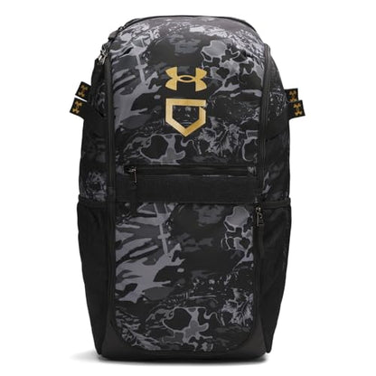Under Armour Unisex Utility Baseball Backpack Print, (005) Black / / Metallic Gold, One Size Fits All - color: (005) Black / / Metallic Gold