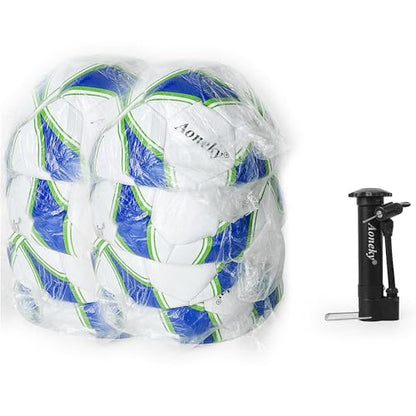 Aoneky Soccer Ball with Pump - color: 10 Pack with 1 Pump - White/Blue/Green, size: 5