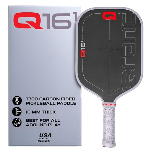 Qranc T700 Pickleball Paddle, Carbon Fiber and Glass Fiber, with PP Honeycomb Core, USA Pickleball (USAPA) Approved - style: Q16 / SIZE: 16mm