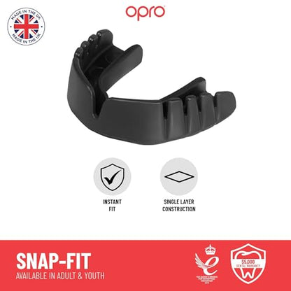 OPRO Snap-Fit Mouth Guard with Strap Instant Fit (Pink) Adult Boxing Mouthguard for MMA & Impact Sports, Impact-Resistant Football Mouth Guard for Sports, Hockey & Rugby - Includes Case - size: Youth (Under 11)