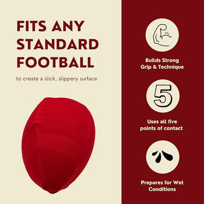 Slippery Football Cover | Football Training Equipment To Improve Grip & Prevent Fumbles | Quarterback Receiver and Running Back Training Accessories | Fits Standard Size 9 | Train for Rainy Game Days