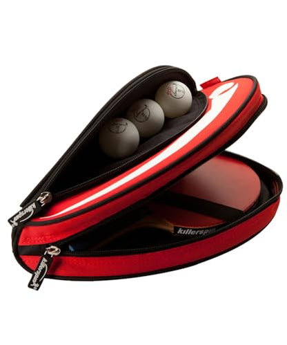 Killerspin - Ping Pong Paddle Case - Table Tennis Racket Bag - Professional Table Tennis Equipment - Durable and Drop Resistant Paddle Racket Safe Case - color: Red & Black